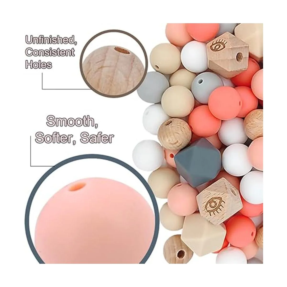 MIIIM Kit de 120 cuentas de silicona de 0.591 in cuentas_5