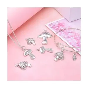 40 colgantes de plata envejecida con forma de hongo_5