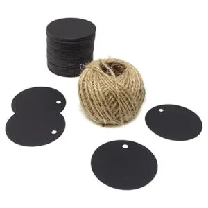 Honbay 100 etiquetas redondas de papel kraft en blanco con_2