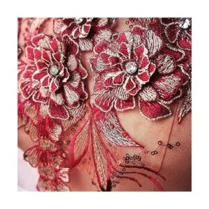 Parche bordado de malla con encaje de hojas de flores en_4