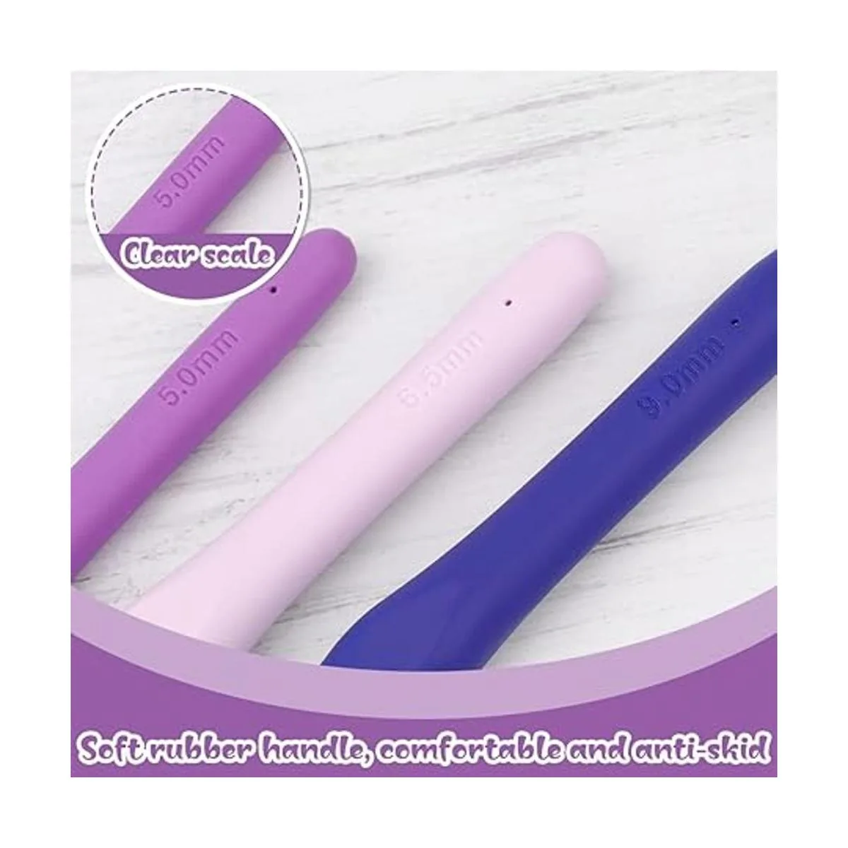 Ganchos de ganchillo de 3 tamaños mango ergonómico para_4