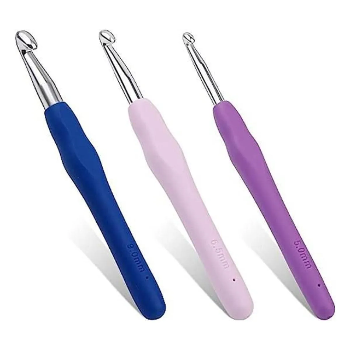 Ganchos de ganchillo de 3 tamaños mango ergonómico para_1