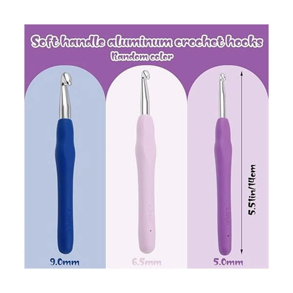 Ganchos de ganchillo de 3 tamaños mango ergonómico para_2