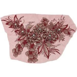 Parche bordado de malla con encaje de hojas de flores en_2