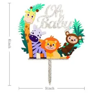 Oh Baby Animals Cake Topper Plata Brillante Acrílico para_2