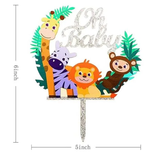Oh Baby Animals Cake Topper Plata Brillante Acrílico para_2