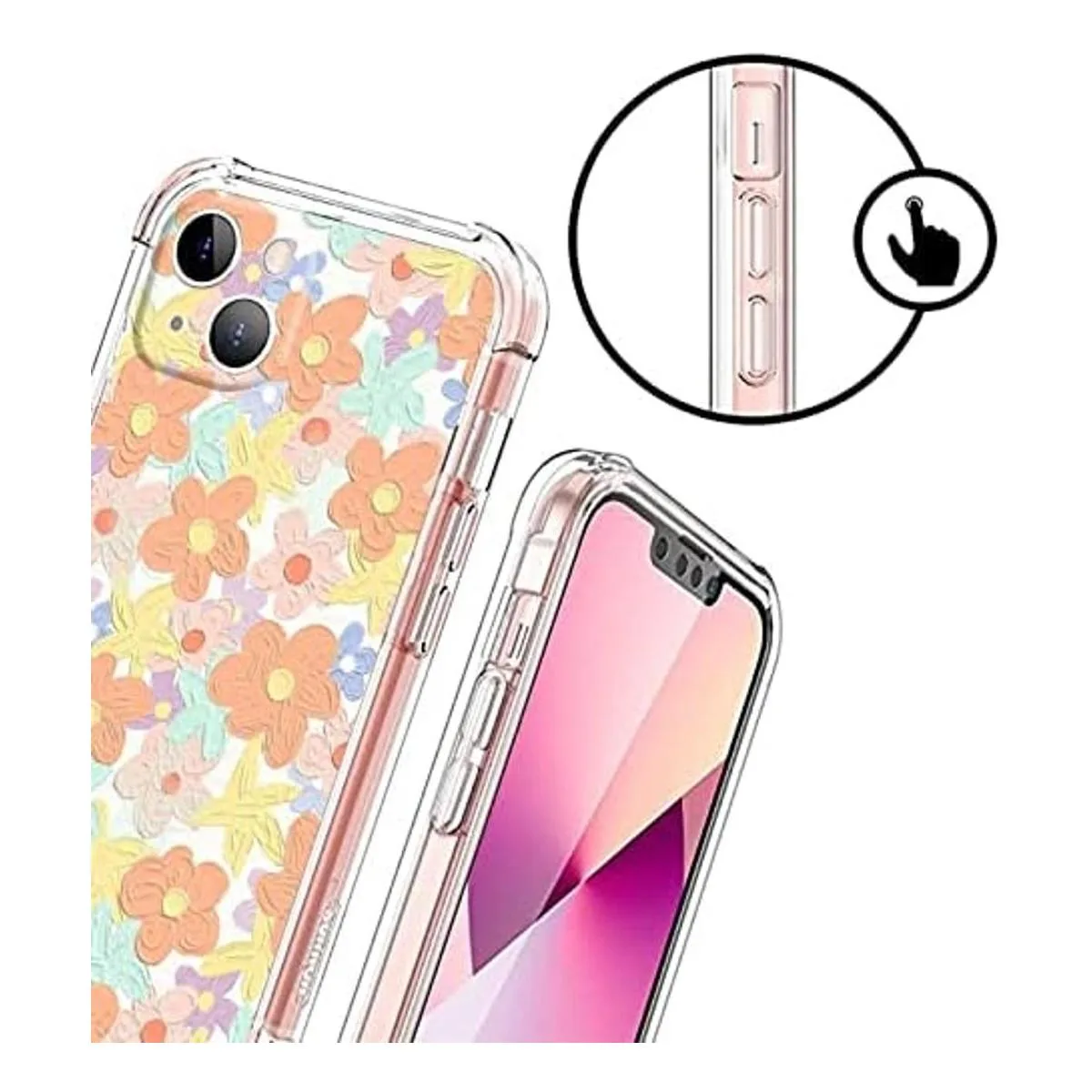 Funda compatible con iPhone 13 con flores diseño_2