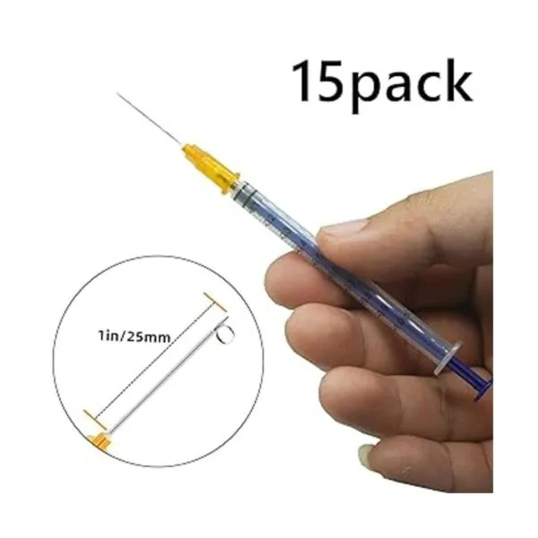 Paquete de 15 jeringas de plástico de 0.0 fl oz de 25 Ga_2