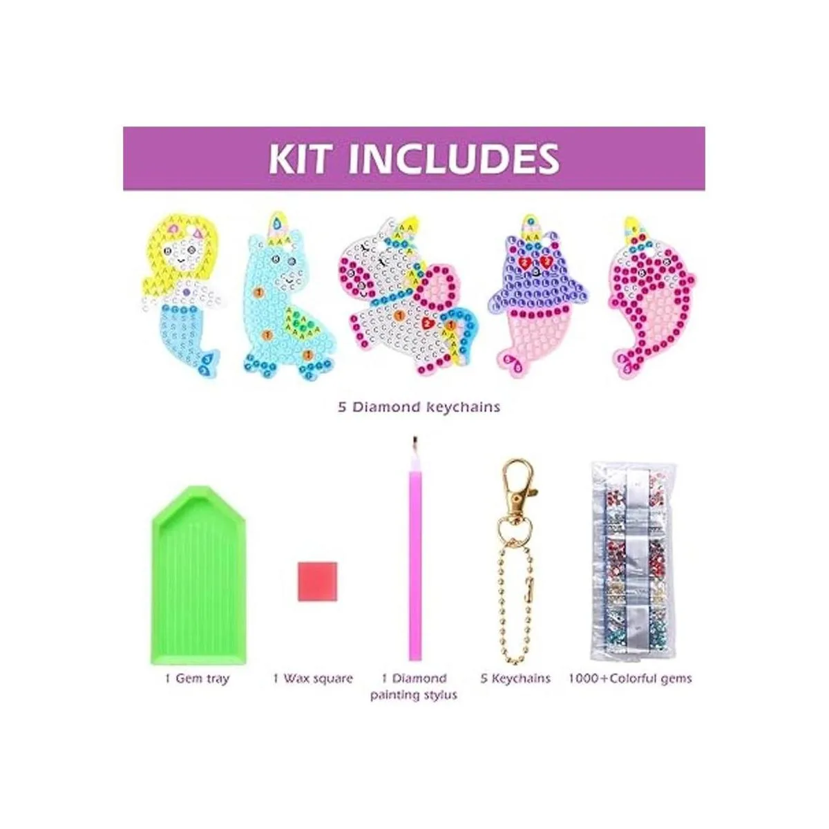 Kit de llavero de pintura de diamantes de gema_2