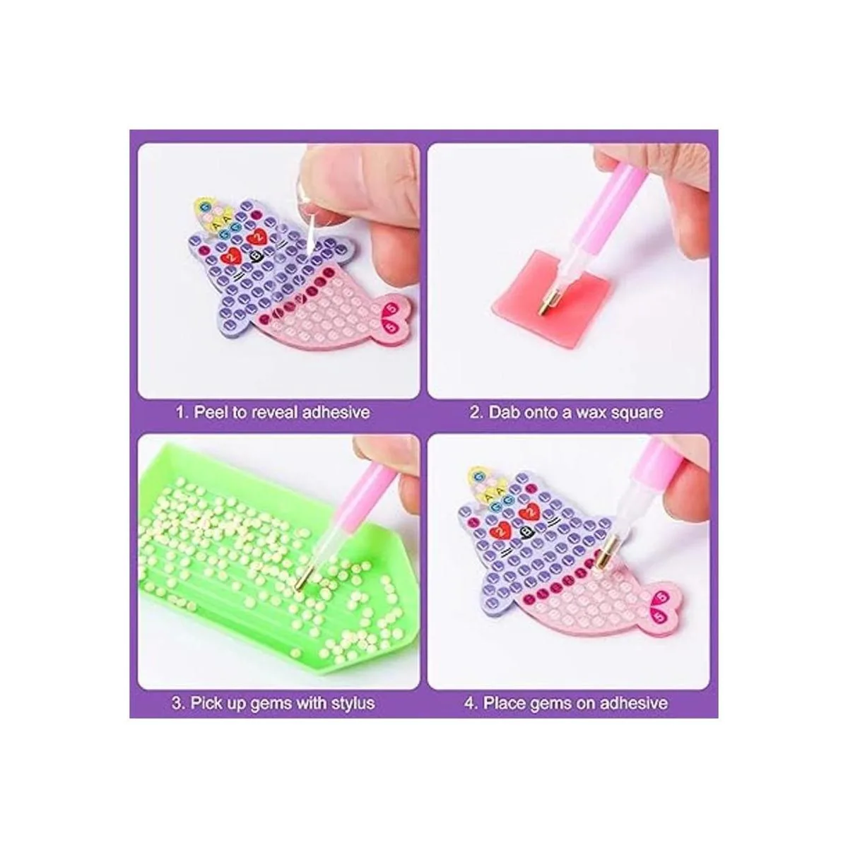 Kit de llavero de pintura de diamantes de gema_4