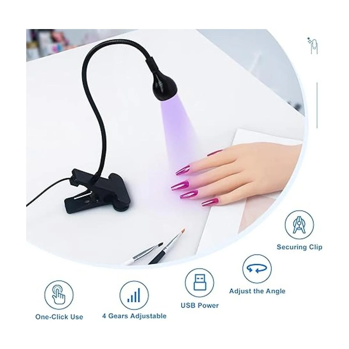 Geisofu Lámpara de uñas UV de cuello de cisne 395 nm 3 W_3