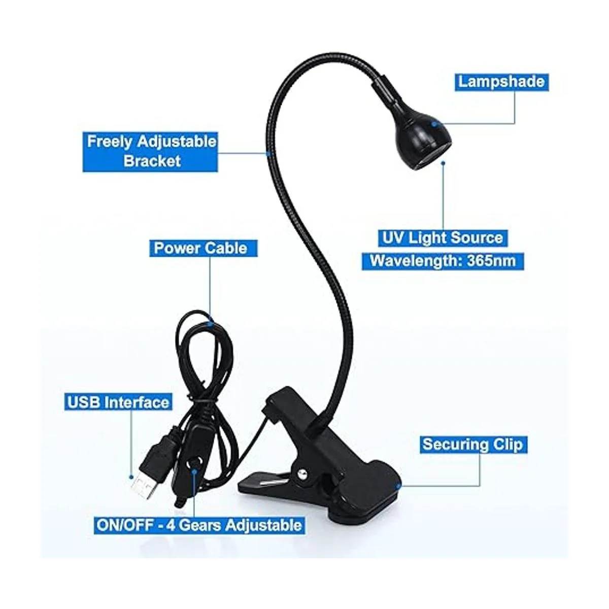 Geisofu Lámpara de uñas UV de cuello de cisne 395 nm 3 W_4