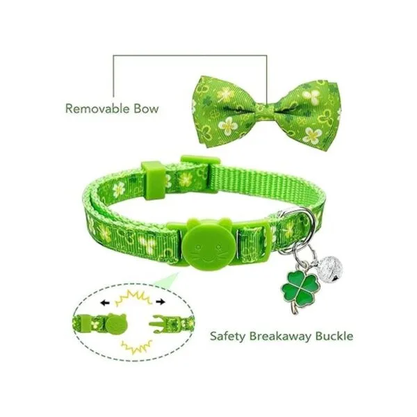 Pohshido 2 Pack St. Patrick Day Cat Collar with Bow_2