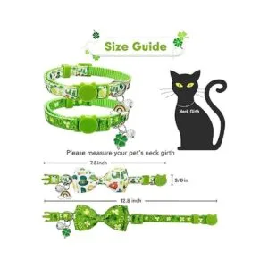 Pohshido 2 Pack St. Patrick Day Cat Collar with Bow_3