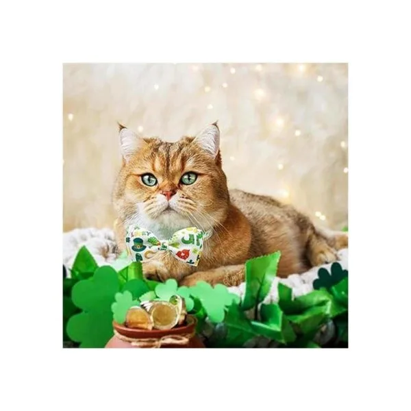 Pohshido 2 Pack St. Patrick Day Cat Collar with Bow_7