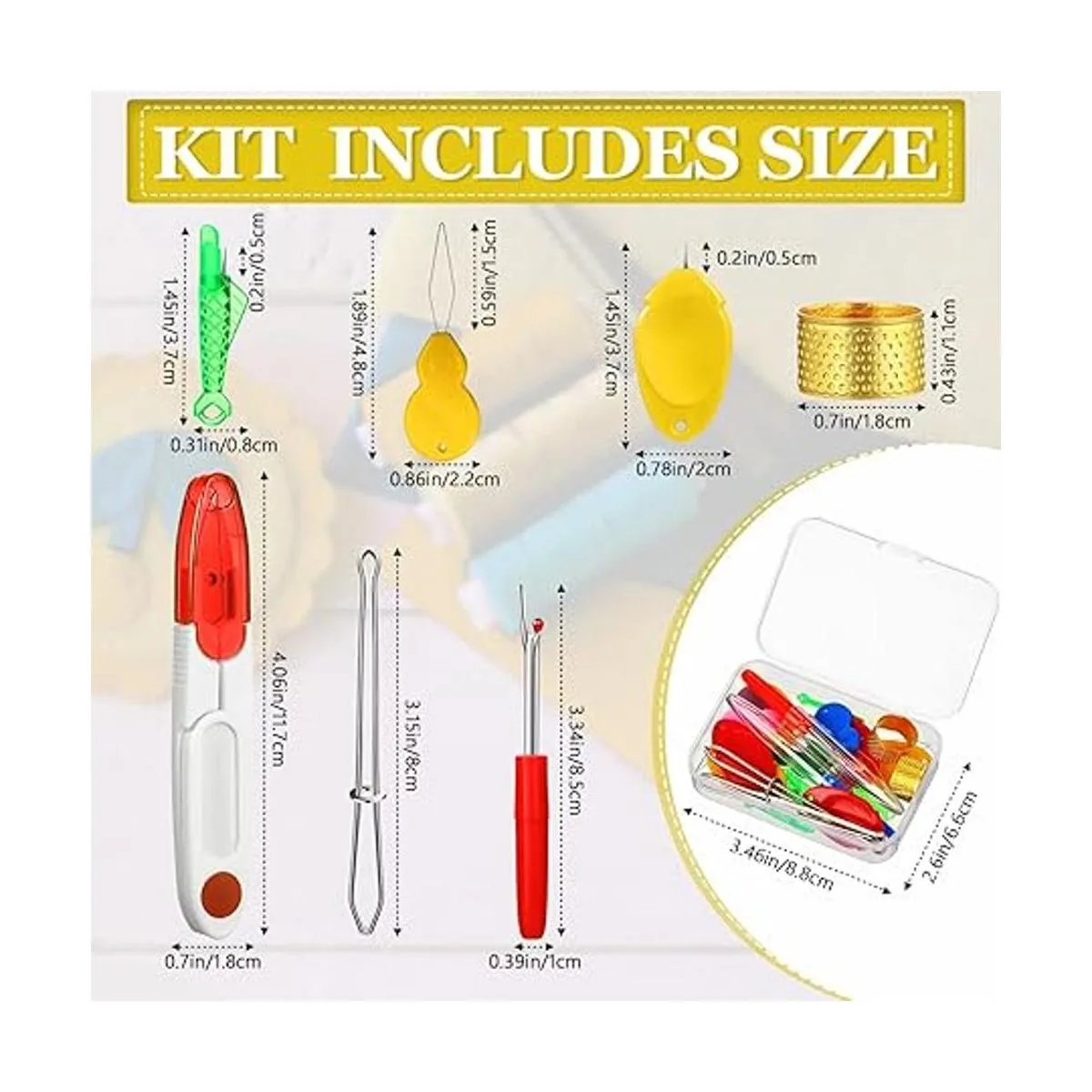 Kit de 26 roscadores de aguja 6 enhebradores de agujas en_2
