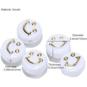 Paquete de 200 cuentas de cara sonriente de oro blanco de_4