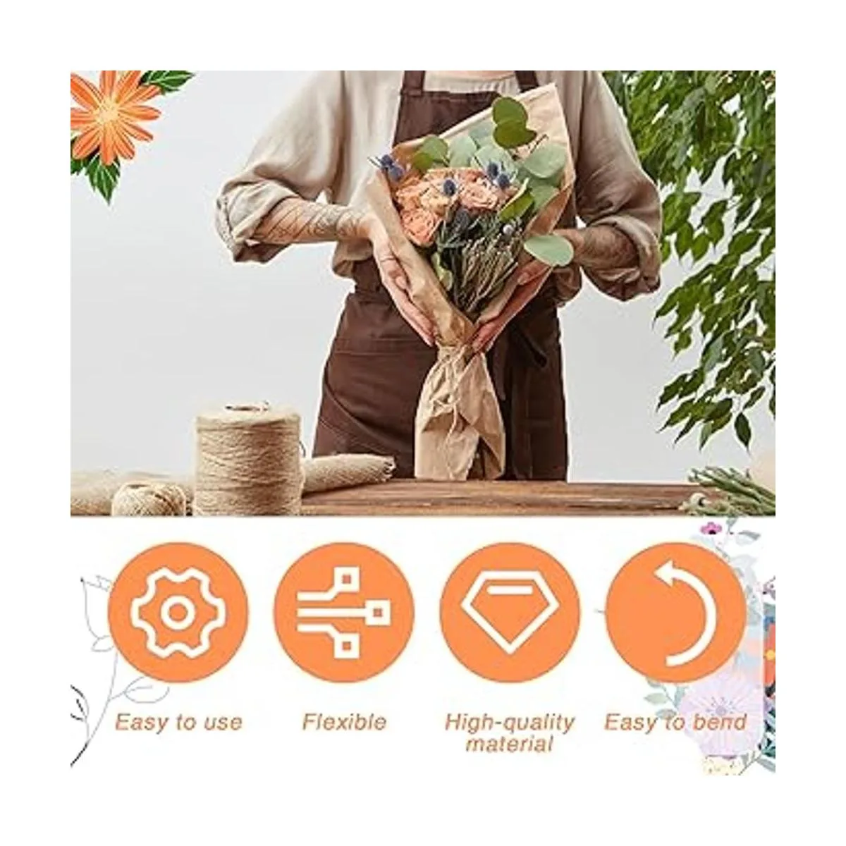 200 piezas de alambre de tallo de flores florales alambre_5