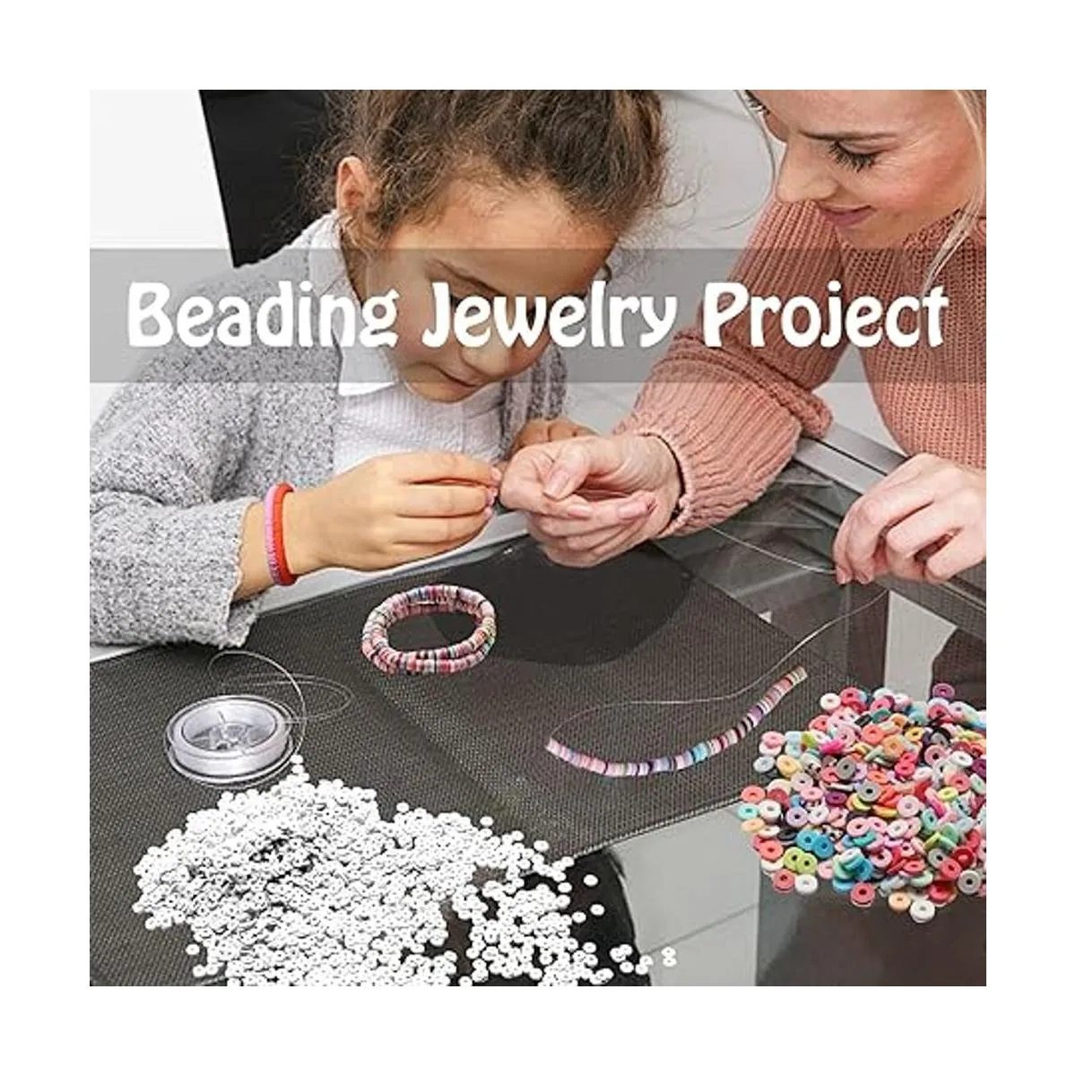 Ahouws Juego de 4000 cuentas de arcilla blanca para hacer_5