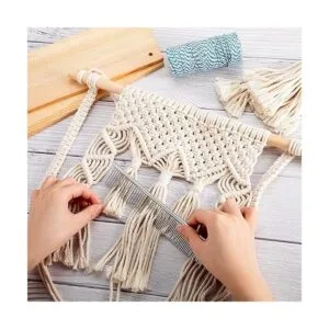 Brochas de macramé plata 2 piezas borla Metal Peines_6