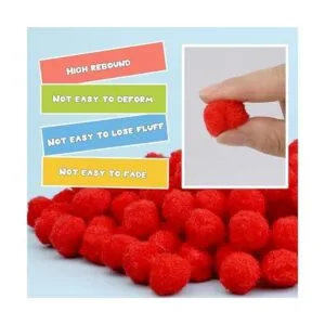 150 pompones pompones rojos de 1 pulgada bolas de pompón_2