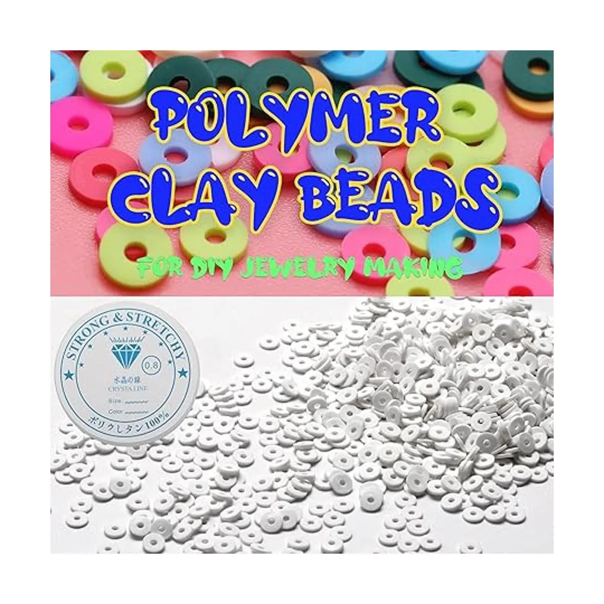 Ahouws Juego de 4000 cuentas de arcilla blanca para hacer_3