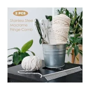 Brochas de macramé plata 2 piezas borla Metal Peines_3