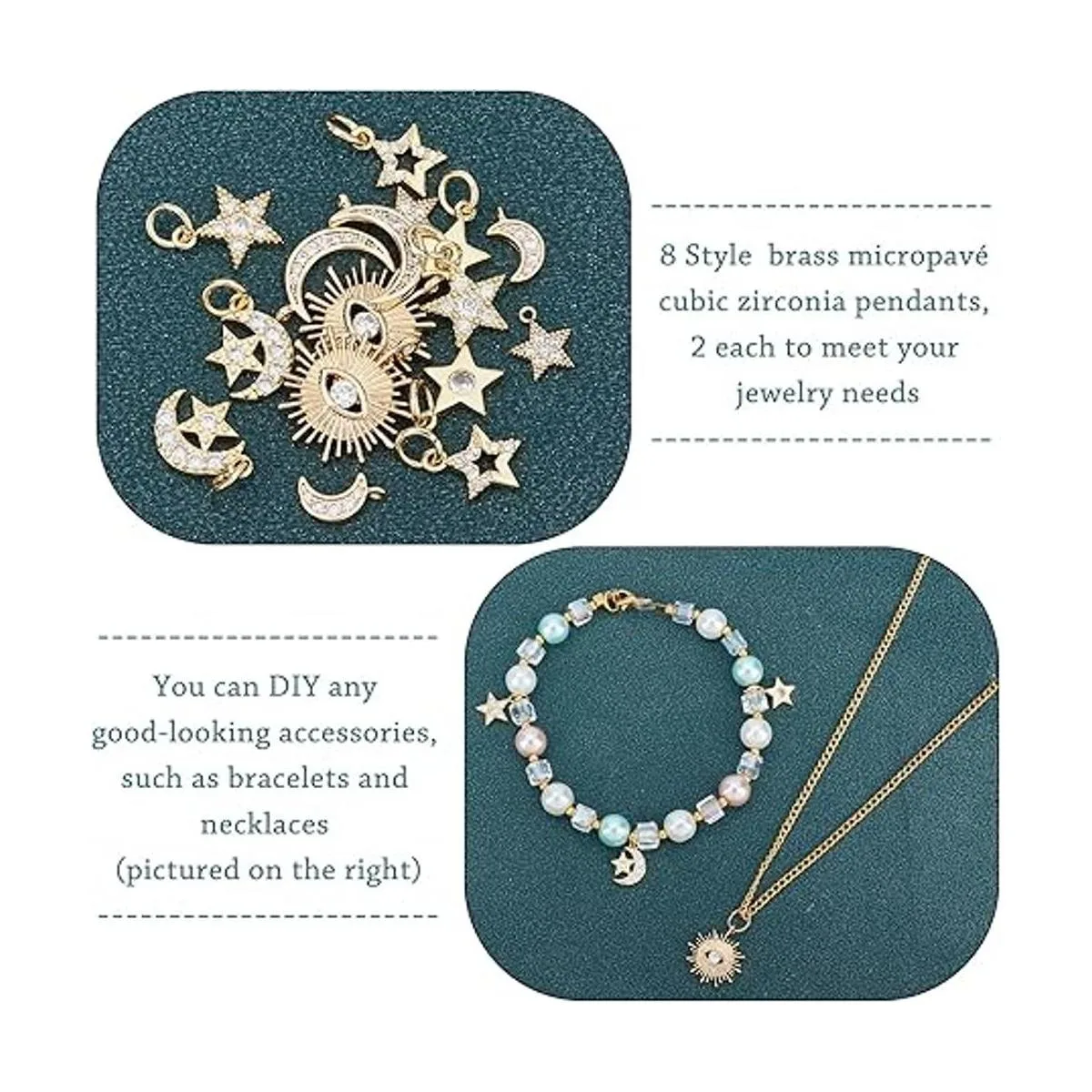 SUPERFINDINGS 16 colgantes de latón con 8 estilos de_4