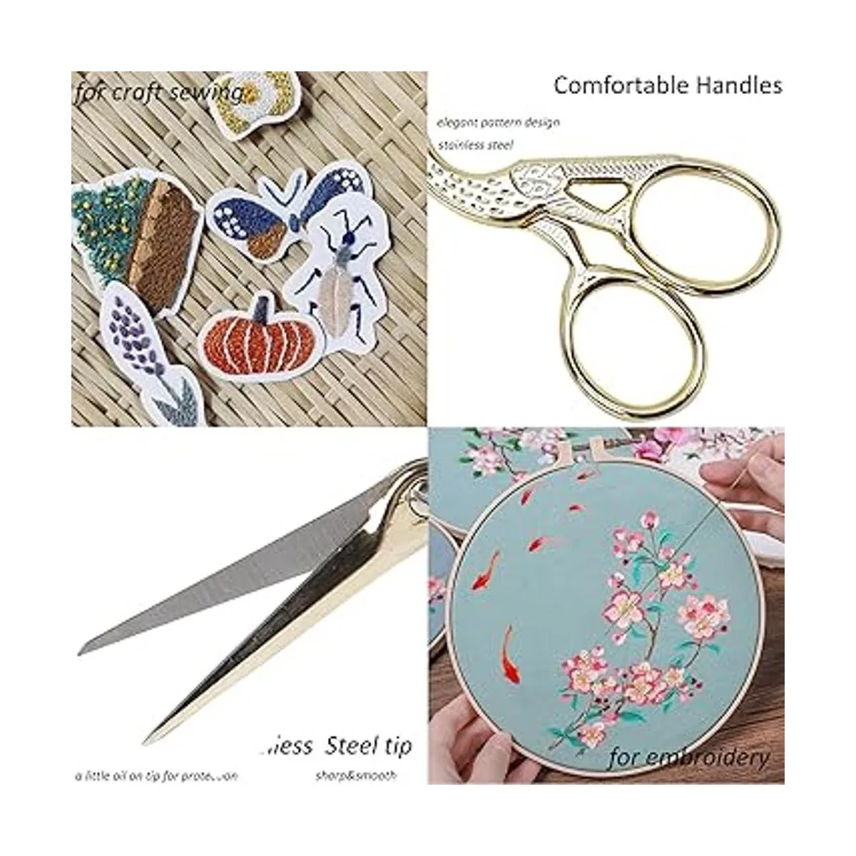BIHRTC Tijeras de bordado de 4.5 pulgadas tijeras de_7
