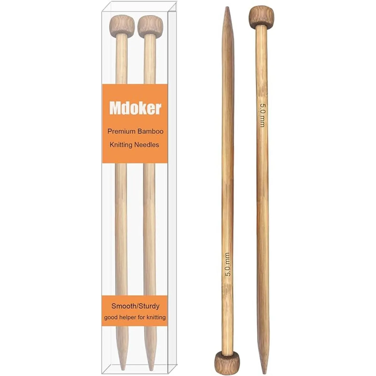 Mdoker Aguja de tejer de bambú recta de un solo punto_1