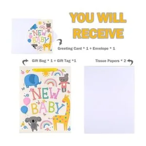 WRAPAHOLIC Bolsa grande de regalo para bebé de 13 pulgadas_3