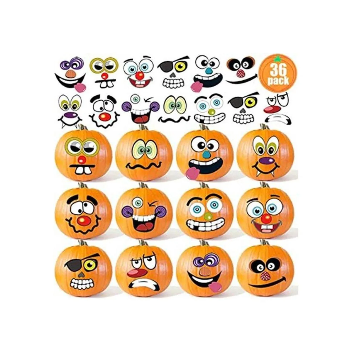 Paquete de 36 calcomanías de decoración de calabaza de_1