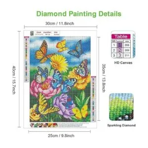 NAIMOER Kits de flores de pintura de diamante de mariposa_2
