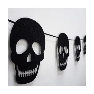 SaktopDeco Paquete de 2 guirnaldas de calavera de fieltro_6