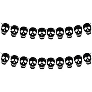 SaktopDeco Paquete de 2 guirnaldas de calavera de fieltro_1