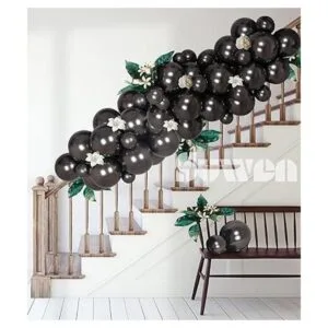 SUWEN Kit de globos metálicos negros 67 piezas de 10_4