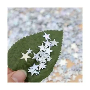 LEEFONE Lentejuelas y lentejuelas de estrella plateada_3