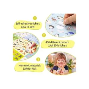 Juego de calcomanías de animales para niños 800 unidades_5