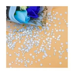 LEEFONE Lentejuelas y lentejuelas de estrella plateada_4