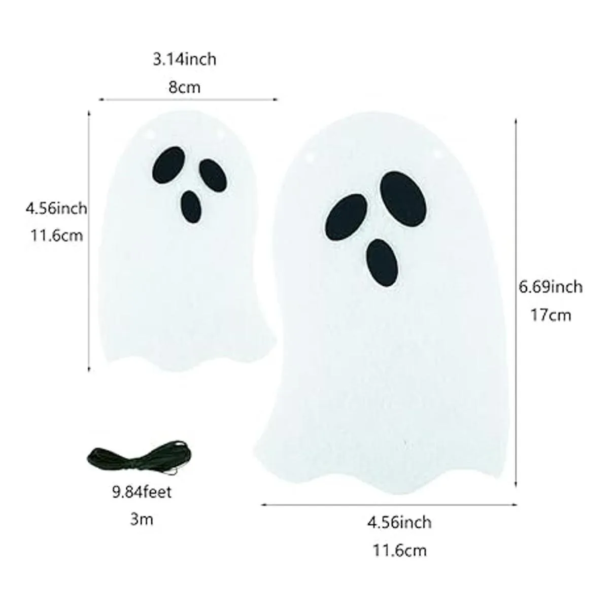 SaktopDeco Paquete de 2 guirnaldas de fantasma de fieltro_2