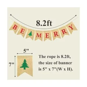 FAKTEEN Bandera de arpillera Be Merry Decoraciones de_2