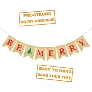 FAKTEEN Bandera de arpillera Be Merry Decoraciones de_4