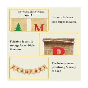 FAKTEEN Bandera de arpillera Be Merry Decoraciones de_3