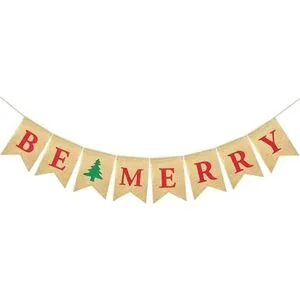 FAKTEEN Bandera de arpillera Be Merry Decoraciones de_1