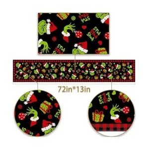 Pudodo Grinchmas Camino de mesa a cuadros de búfalo feliz_2