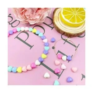 Mulutoo 400 cuentas de corazón de acrílico de color_7