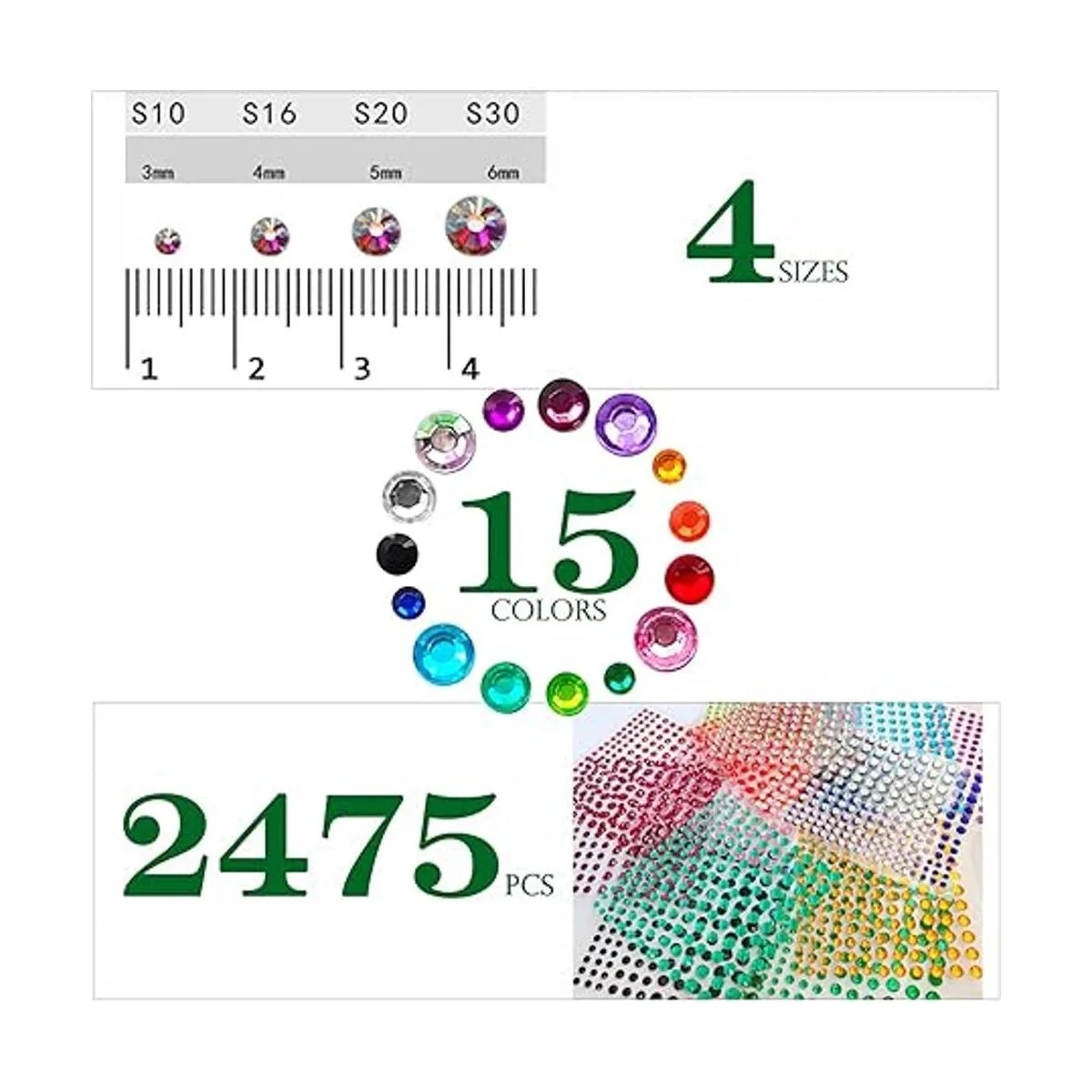 15 hojas de calcomanías autoadhesivas de diamantes de_3