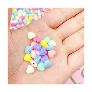 Mulutoo 400 cuentas de corazón de acrílico de color_3