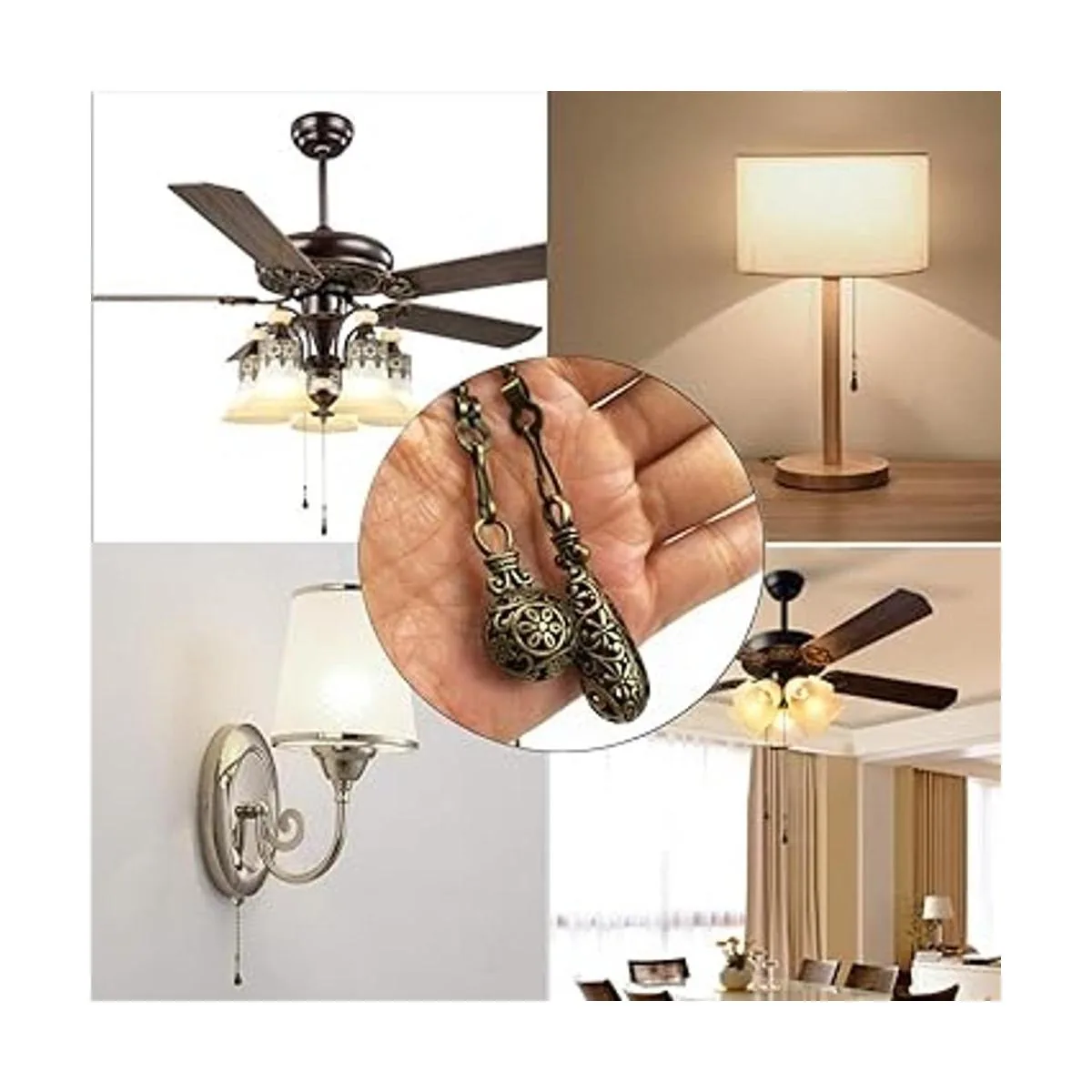 Hyamass 2 piezas vintage hueco encanto colgante ventilador_5