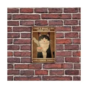 FLFGIDD Letrero de estaño para beber café y saber cosas_5